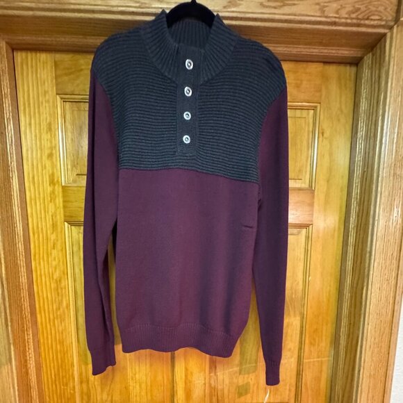 INC International Concepts Maroon & Gray Snap-Front Sweater – Size Medium (NWT) - Picture 5 of 6